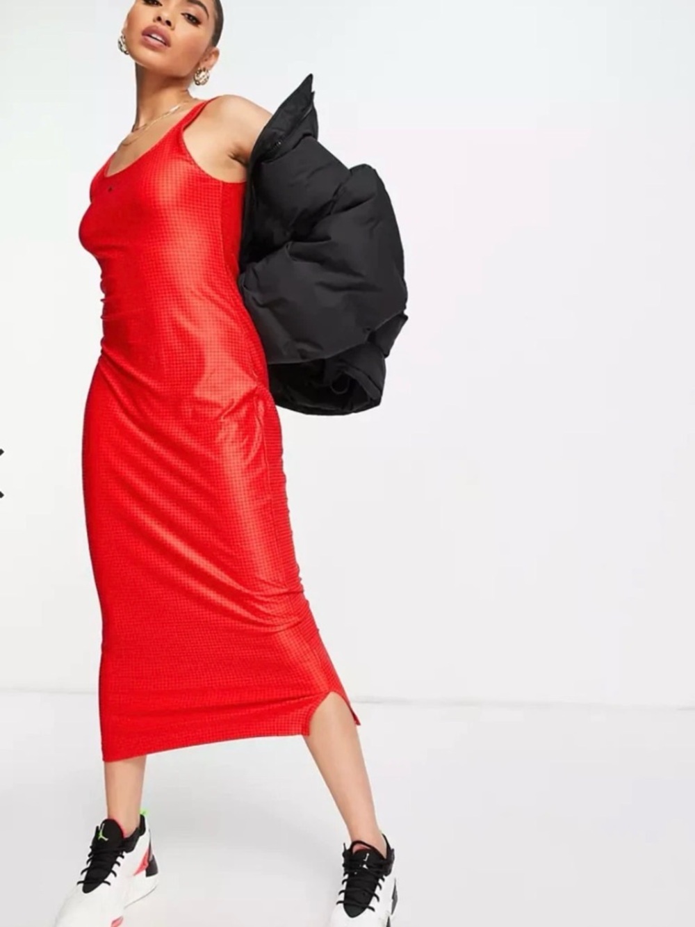 Nike Icon Clash Bodycon Dress In Red Size small